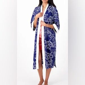 NEW - Breezies Lounge Satin Breeze Duster. A593208. Color: Navy Botanical. M/L